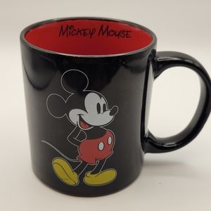 Disney Mickey Mouse Mug Black Red Coffee Cup.